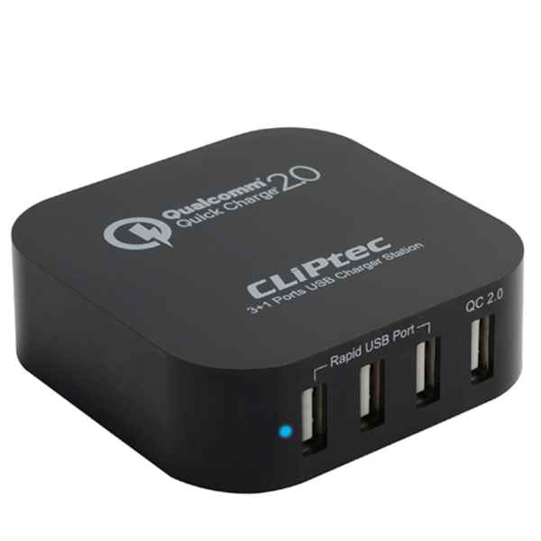Turbo 4-30W 3+1 Ports Quick Charger 2.0 Usb Charger Station Cliptec