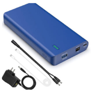Powerbank Travel Kit, With Ac/Dc Charger & Micro Usb Cable 2200Mah Blue