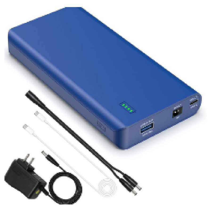 Powerbank Travel Kit, With Ac/Dc Charger & Micro Usb Cable 2200Mah Blue