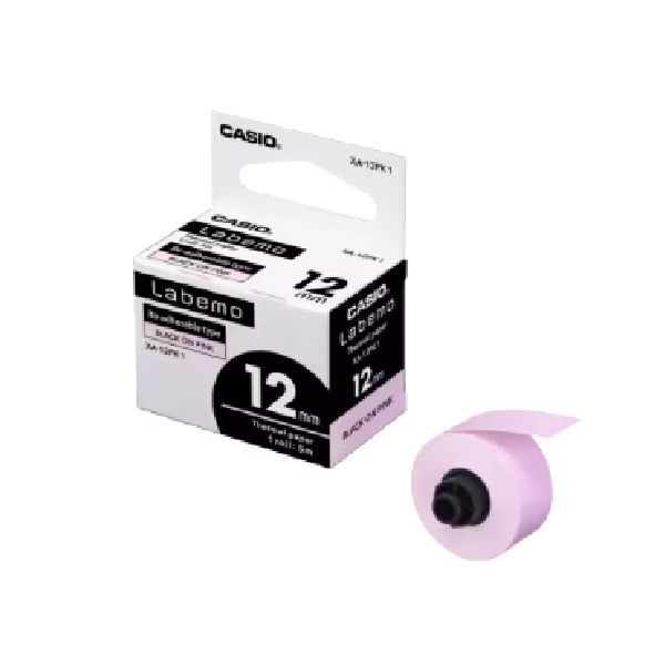 Label Tape For Labemo Printer 12mm, Black On Pink