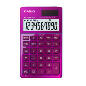 SL-1000TW-PK Pocket Size Calculator 10 Digits, 2 Way Power, Ex-Large Display Casio Pink Compact Dual-Power Calculator
