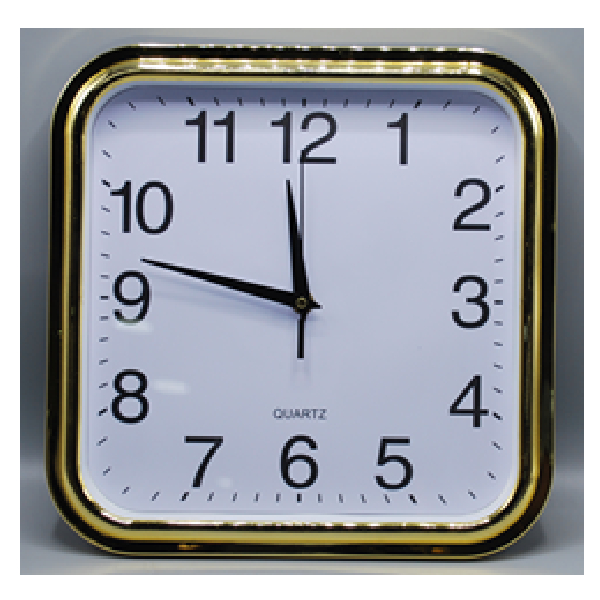 Wall Clock 30*30cm Square, Golden Frame With Inner White Color Quartz - Whitesun Group