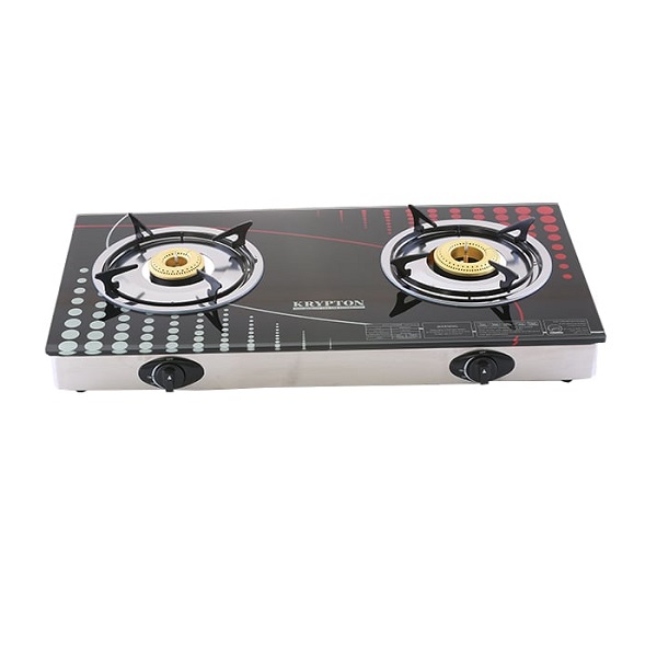 Krypton Gas Cooker, Stainless Steel Double, Black - Whitesun Group