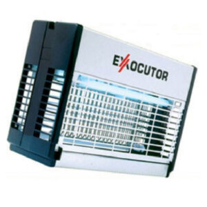 Exocutor-branded electronic device with a large vented front grill and dark side panels.