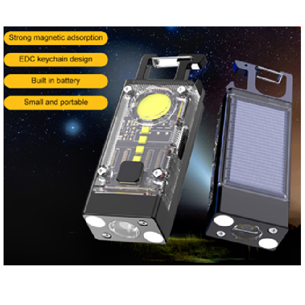 Solar / USB Rechargeable 8 Function Light With Key-ring, In Colored Box, Size (903020)mm