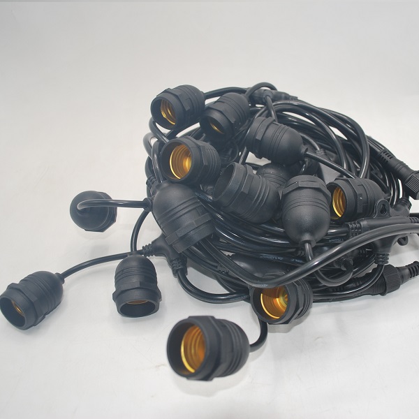 Pendant String Light With Plug, 10 Meter With 20 Head E27 LED Socket, Without Bulbs