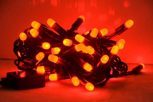LED Bullet Lighting String, 4W, 5Meter, Black Cable Red Beam