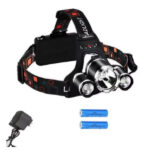High Power LED Rechargeable Headlamp – 100M Beam Range, T6 LED With Charger