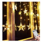 3x3M 300L Star Curtain Light, 12 Strings, Controller, Warm White