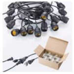 100 Meter Series Light With E27 Bulb Holder, 300 Heads, Without Bulbs, Black Color Cable